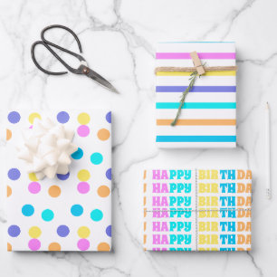 Colourful Retro style Wrapping Paper Sheet