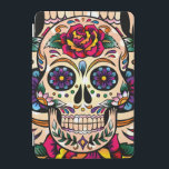Colourful Retro Sugar Skull Flowers & Roses iPad Mini Cover<br><div class="desc">Colourful sugar skull with retro flowers and roses.</div>
