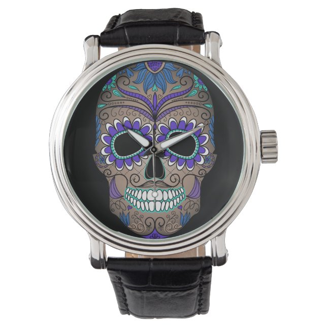 Colourful Retro Sugar Skull Watch (Front)