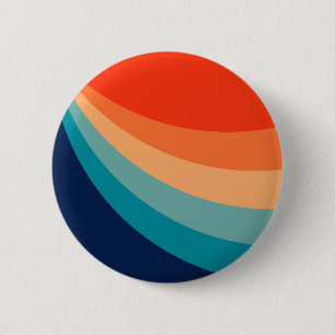 Colourful retro sun rays 6 cm round badge