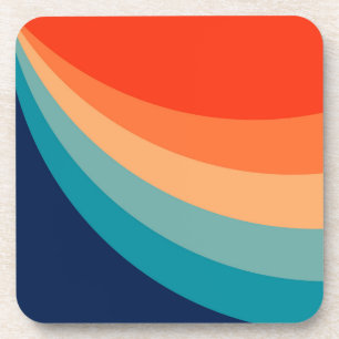 Colourful retro sun rays coaster