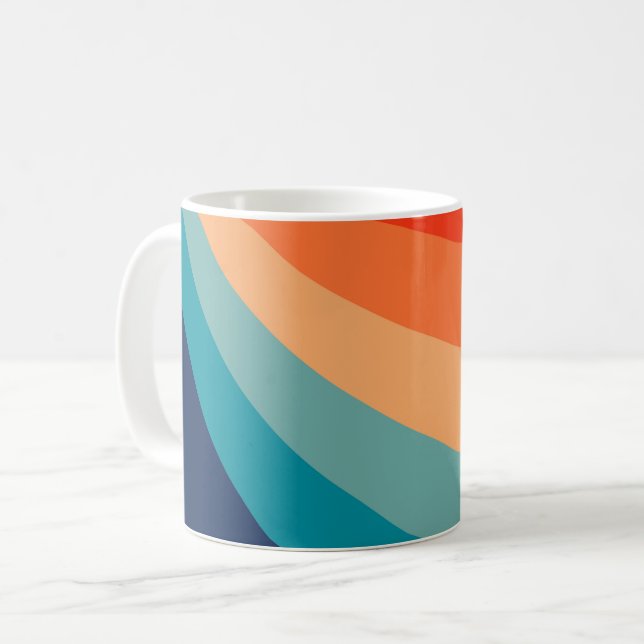 Colourful retro sun rays coffee mug (Front Left)