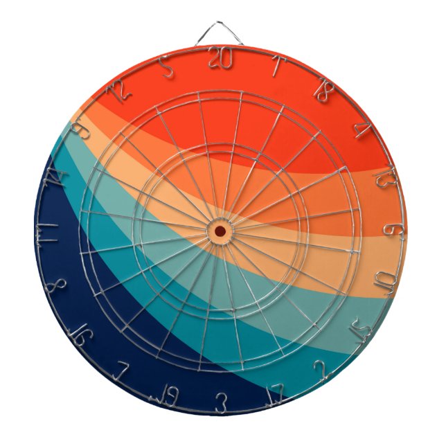 Colourful retro sun rays dartboard (Front)