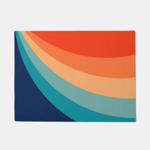 Colourful retro sun rays doormat