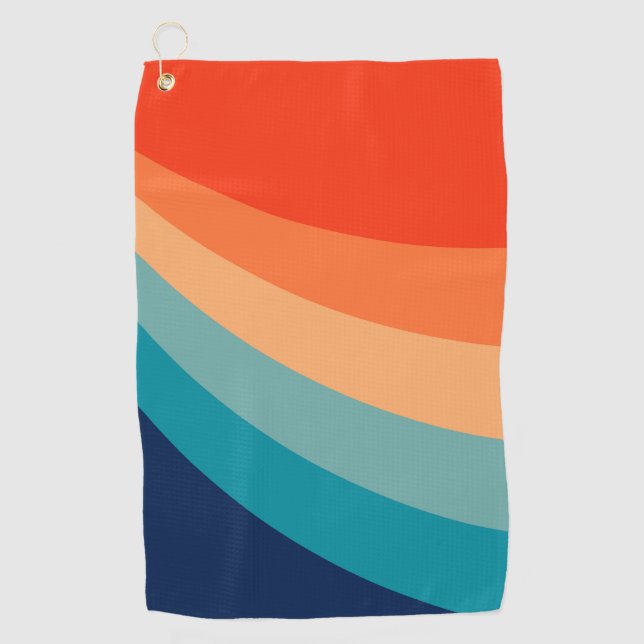 Colourful retro sun rays golf towel (Front)