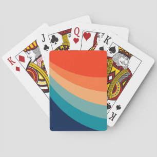 Colourful retro sun rays playing cards