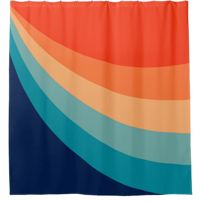 Colourful retro sun rays shower curtain (Front)