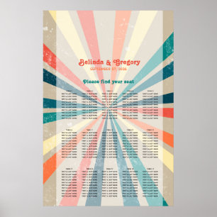 Colourful Retro Sunburst Wedding Seating Chart