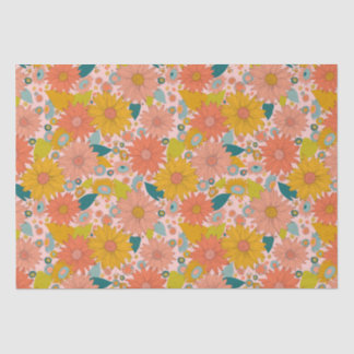 Colourful retro sunflower garden tissue paper