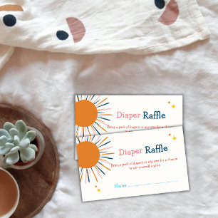 Colourful Retro Sunshine Diaper Raffle Baby Shower Enclosure Card