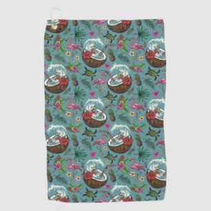 Colourful retro surf tropical themed pattern golf towel