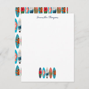 Colourful Retro Surfboards Pattern Custom Name Card