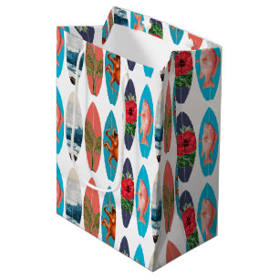 Colourful Retro Surfboards Pattern Medium Gift Bag