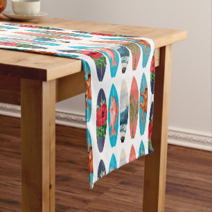 Colourful Retro Surfboards Pattern Short Table Runner