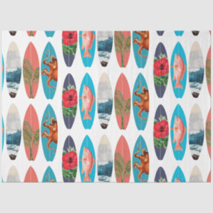 Colourful Retro Surfboards Pattern Tissue Paper