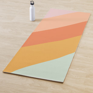 Colourful Retro Sweet Pastel Geometric Stripes Yoga Mat