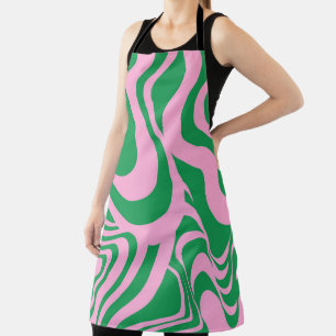 Colourful Retro Swirl Groovy Y2K Pattern  Apron