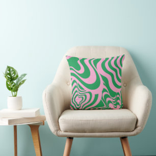 Colourful Retro Swirl Groovy Y2K Pattern  Cushion