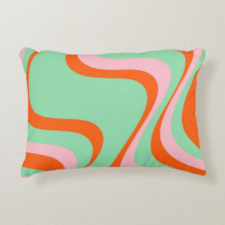 Colourful Retro Swirl Groovy Y2K Pattern Decorative Cushion