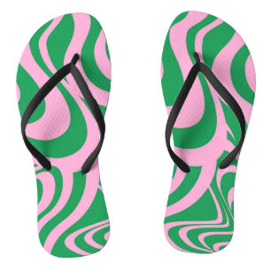 Colourful Retro Swirl Groovy Y2K Pattern  Flip Flops
