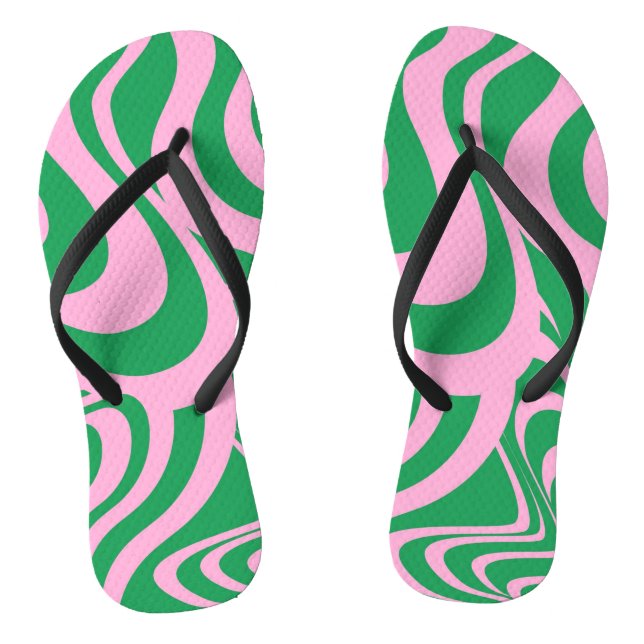 Colourful Retro Swirl Groovy Y2K Pattern  Flip Flops (Footbed)