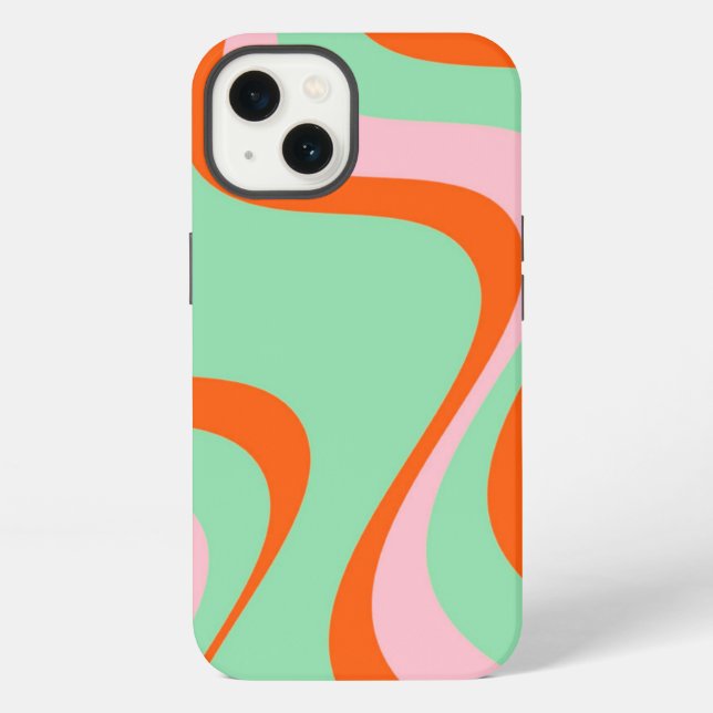 Colourful Retro Swirl Groovy Y2K Pattern  iPhone Case (Back)