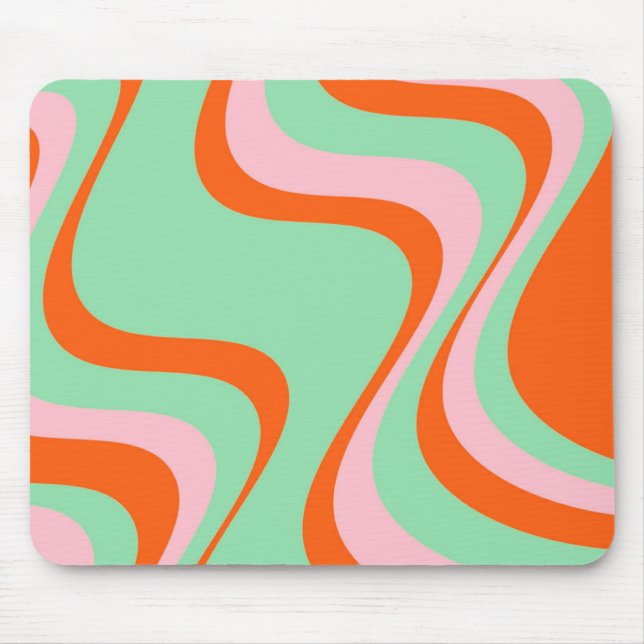 Colourful Retro Swirl Groovy Y2K Pattern  Mouse Mat (Front)