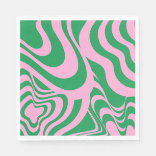 Colourful Retro Swirl Groovy Y2K Pattern  Napkin