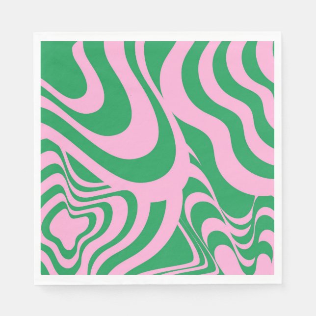 Colourful Retro Swirl Groovy Y2K Pattern  Napkin (Front)