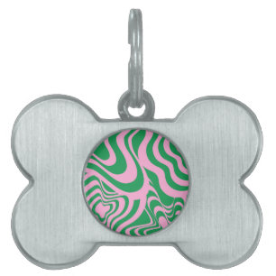 Colourful Retro Swirl Groovy Y2K Pattern Pet ID Tag