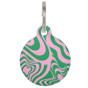 Colourful Retro Swirl Groovy Y2K Pattern Pet Tag