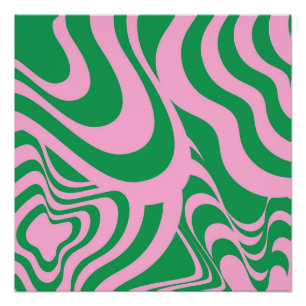 Colourful Retro Swirl Groovy Y2K Pattern  Poster