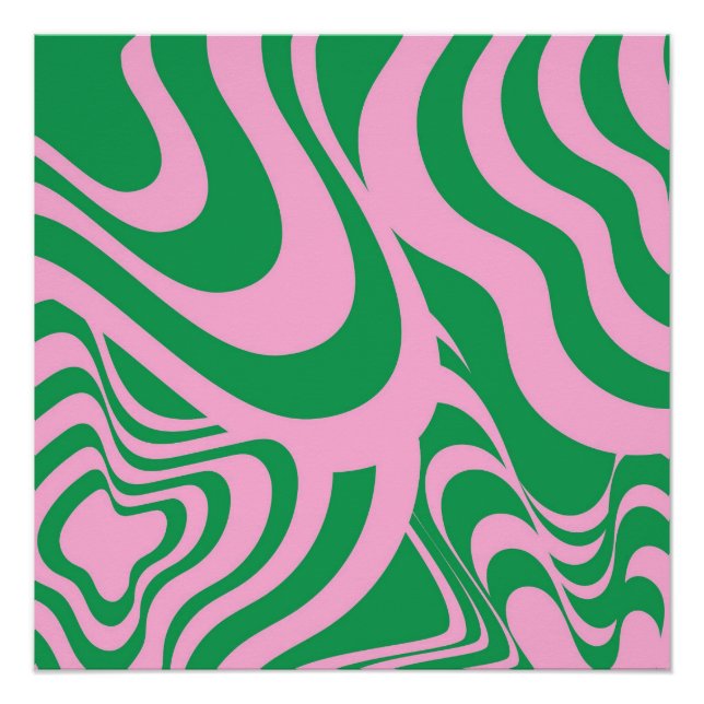 Colourful Retro Swirl Groovy Y2K Pattern  Poster (Front)