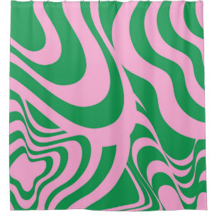 Colourful Retro Swirl Groovy Y2K Pattern Shower Curtain