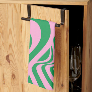 Colourful Retro Swirl Groovy Y2K Pattern  Tea Towel