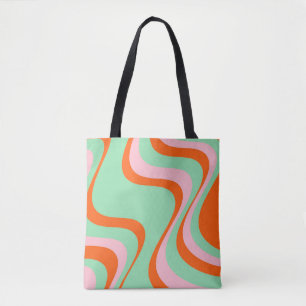 Colourful Retro Swirl Groovy Y2K Pattern Tote Bag