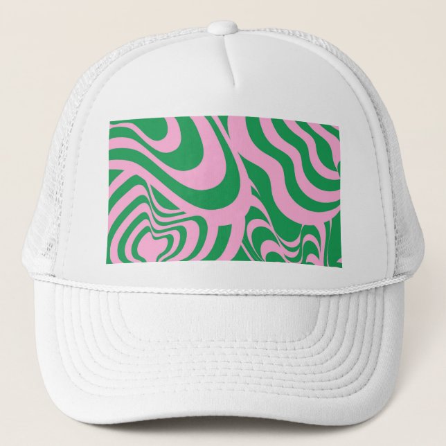 Colourful Retro Swirl Groovy Y2K Pattern  Trucker Hat (Front)