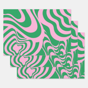 Colourful Retro Swirl Groovy Y2K Pattern  Wrapping Paper Sheet