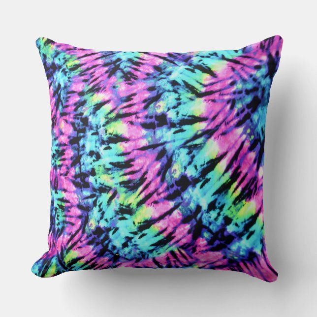 Colourful Retro Tie-Dye Cushion (Front)