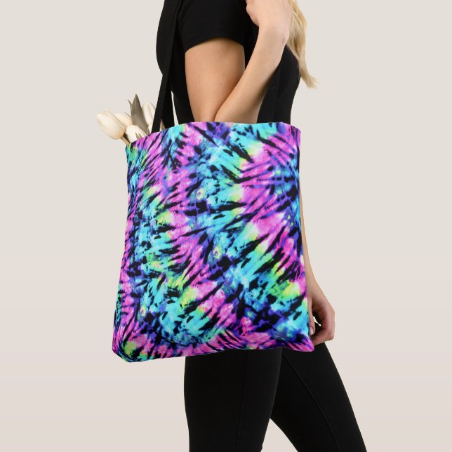 Colourful Retro Tie-Dye Tote Bag (Close Up)
