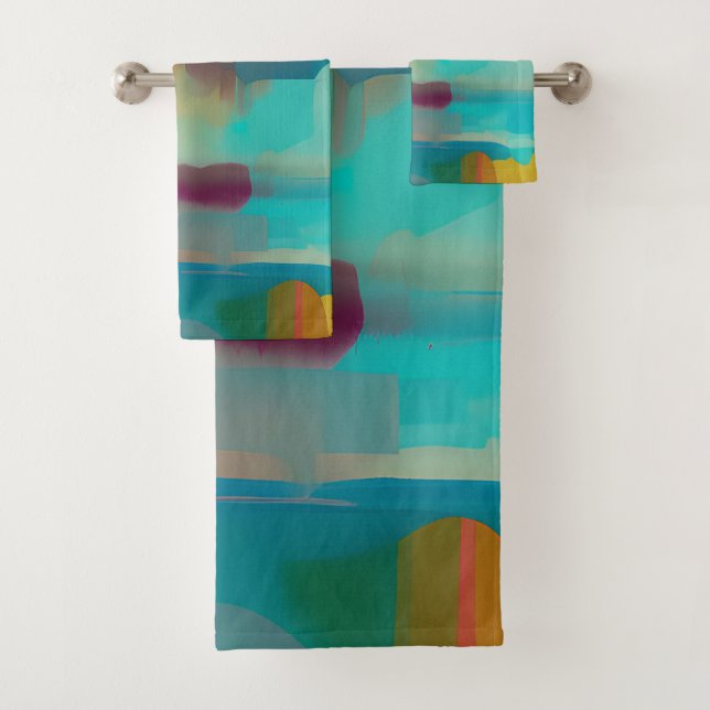 Colourful retro tone blend  bath towel set (Insitu)