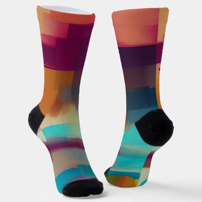 Colourful retro tone blend socks (Angled)