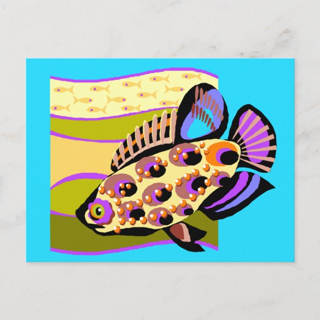 Colourful Retro Tropical Fish Postcard (Front)