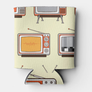 Colourful retro TV, vintage pattern Can Cooler