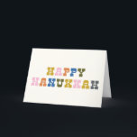 Colourful Retro Typography Hanukkah Holiday Card<br><div class="desc">Cute and colourful Hanukkah greeting with fun retro typography. Personalise the inside with your favourite greeting!</div>
