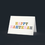 Colourful Retro Typography Hanukkah Holiday Card<br><div class="desc">Cute and colourful Hanukkah greeting with fun retro typography. Personalise the inside with your favourite greeting!</div>