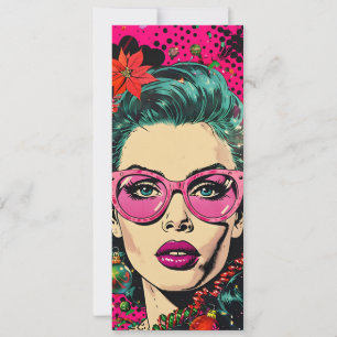 Colourful Retro Unique Comic Book Pop Art Christma Holiday Card