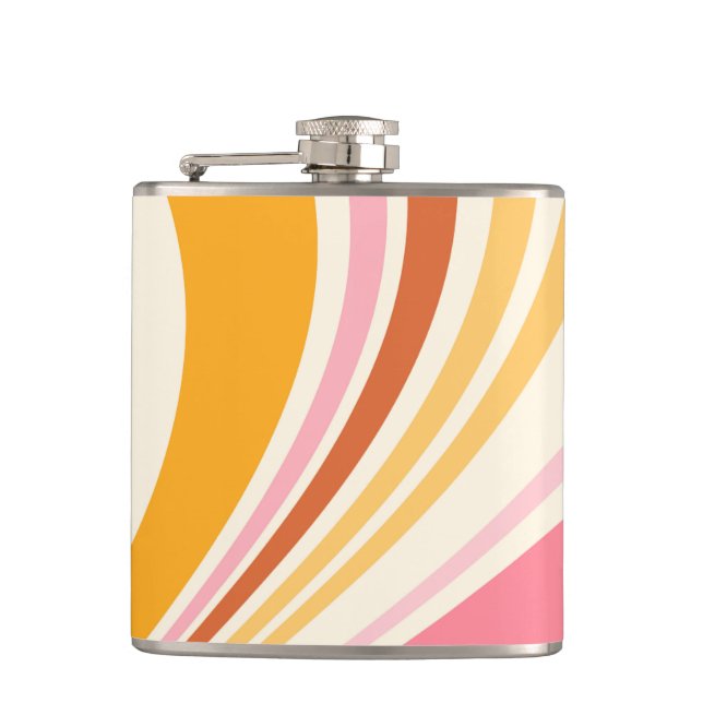 Colourful retro vibes hip flask (Front)