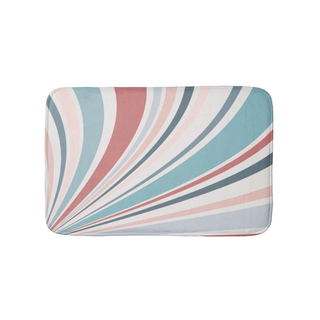 Colourful retro vibes in pink, blue and grey bath mat (Front)