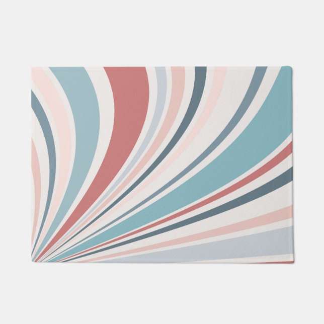 Colourful retro vibes in pink, blue and grey doormat (Front)